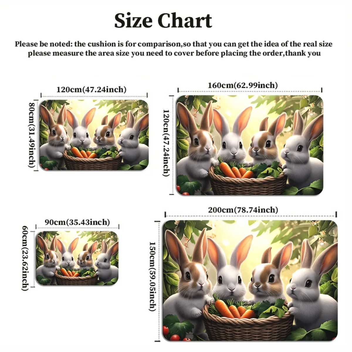 الأرنب الجزرة سلة كريستال المخملية البساط عيد الفصح الربيع موضوع لطيف الحيوان غرفة الاطفال ديكور لينة عدم الانزلاق الكلمة حصيرة #3