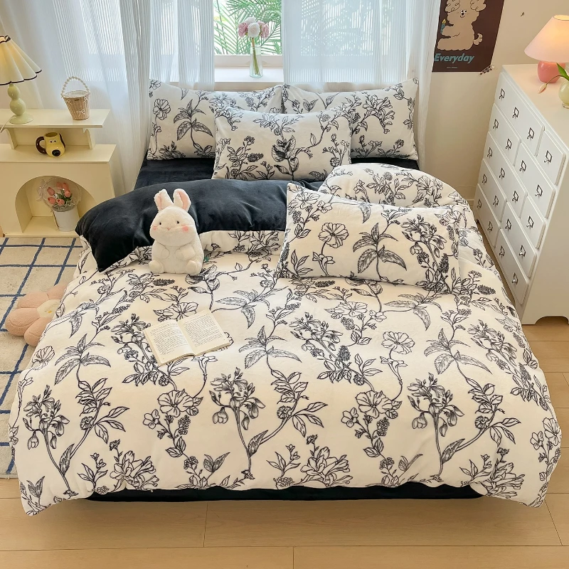 

New 2025 Fresh and Light Milk Fleece Printed Quilt Cover Winter Thickened Warm and Skin-friendly Fleece Duvet Cover
