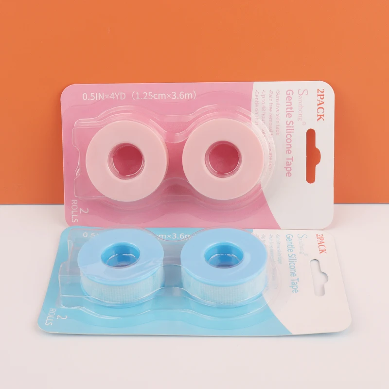 2 Rolls Eyelash Extension Tape Non-woven Gentle Silicone Gel Tape For Grafting False Lash Patch Under Eye Pads Makeup Tools