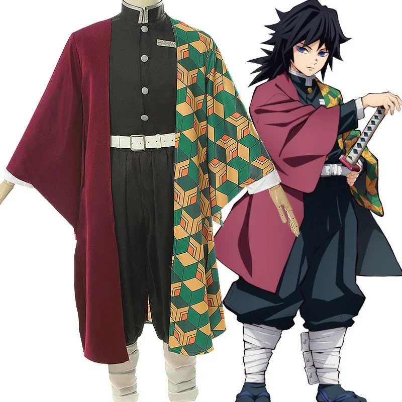 

Anime Cosplay Costume Tomioka Giyuu Kimetsu No Yaiba Cosplay Costume Halloween Men Kimono Uniform Cloak Set