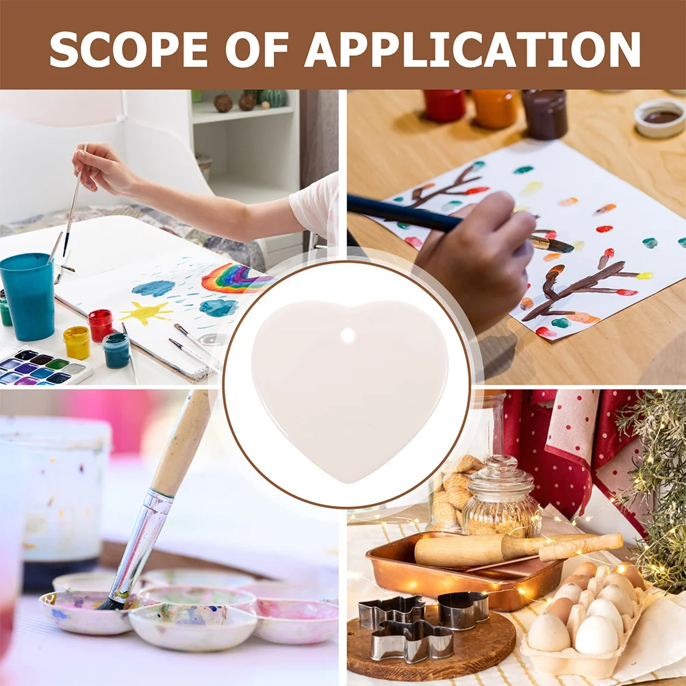 

2Pcs Heart Ceramic Hanging Pendants Decorative Tags for Festival Home Office DIY Craft Painting Ornaments Ceramic Tags