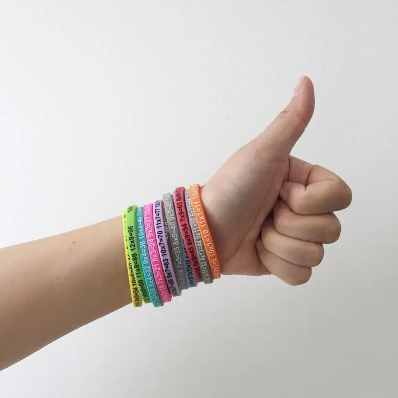 J78F 12Pcs/Set Multiplication Formula Silicone Bracelet Gifts for Holiday Birthday