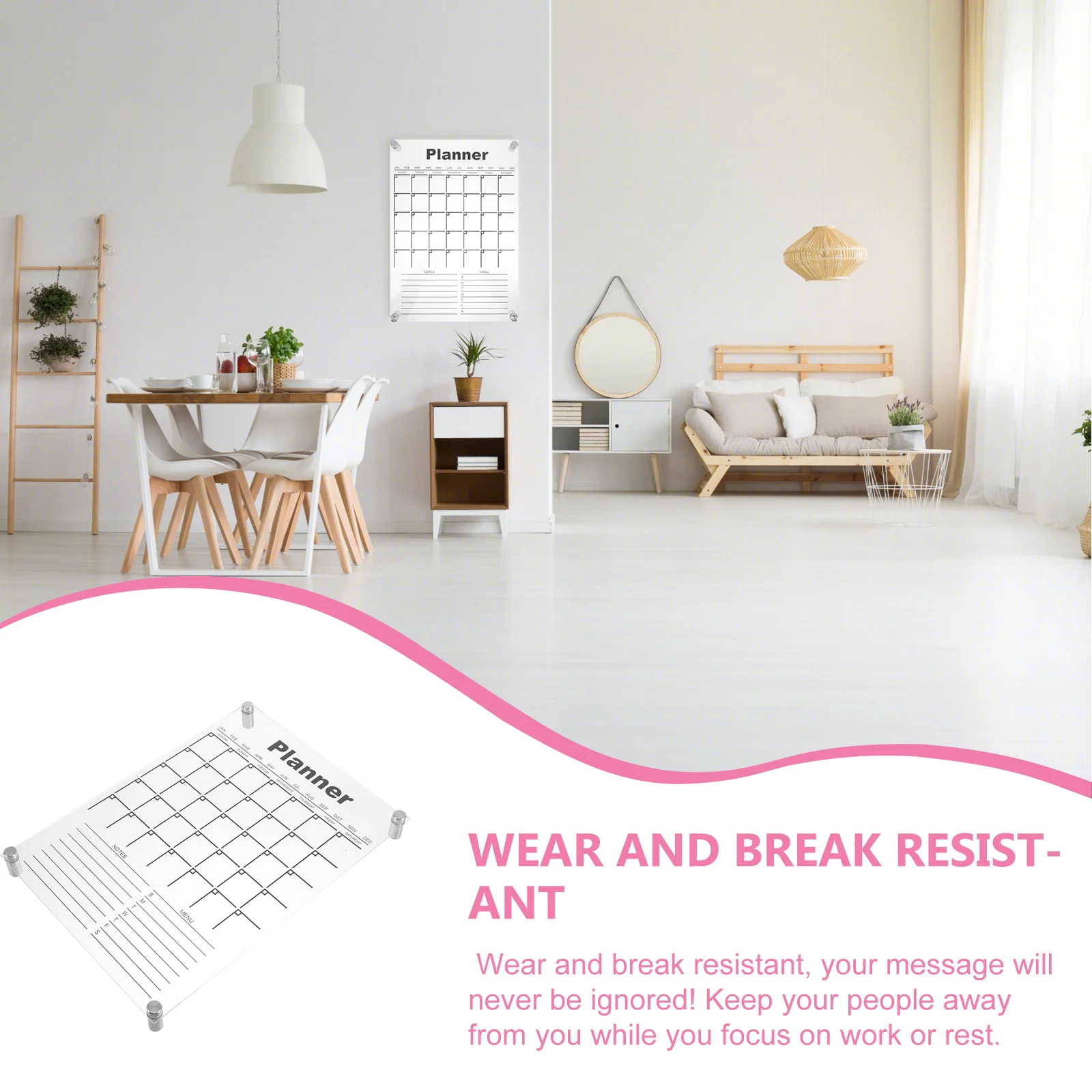 

1 Set Acrylic Wall Calendar Erasable Month Planner Weekly Memo Board Dry Erase Organizer Task Schedule Notepad Scratch