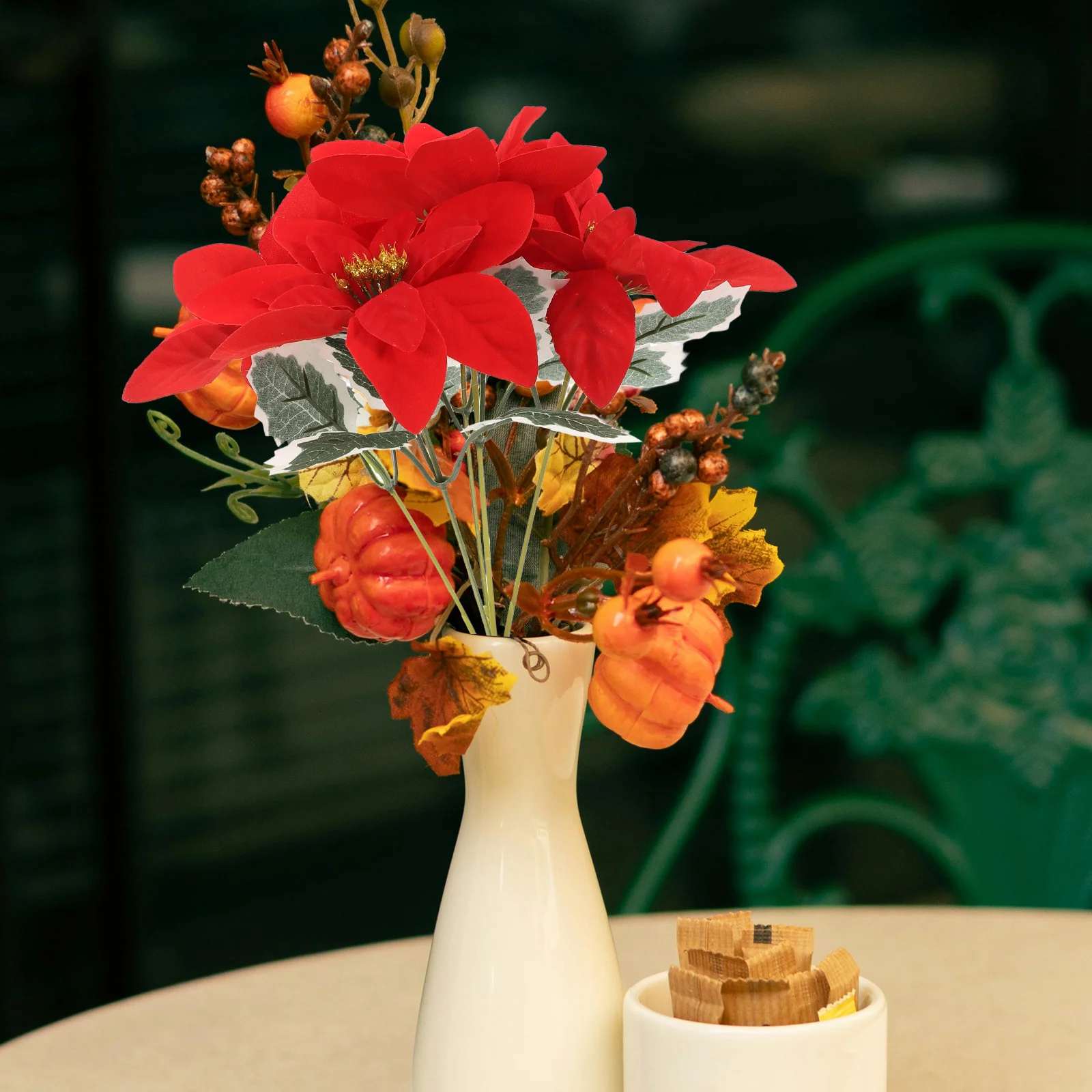 

4Pcs Artificial Poinsettia Flowers Realistic Red Bouquet for Home Wedding Decor Indoor Outdoor Longlasting Flowers Realistic