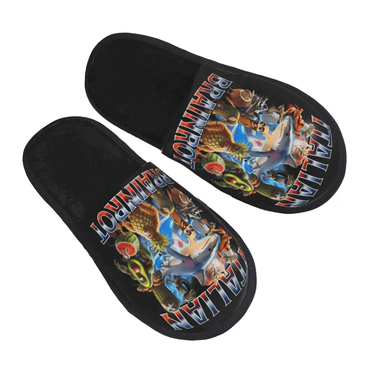 Custom Italian Brainrot Soft Memory Foam House Slippers Women Animals Cartoon Comfy Warm Anti-skid Sole Slipper