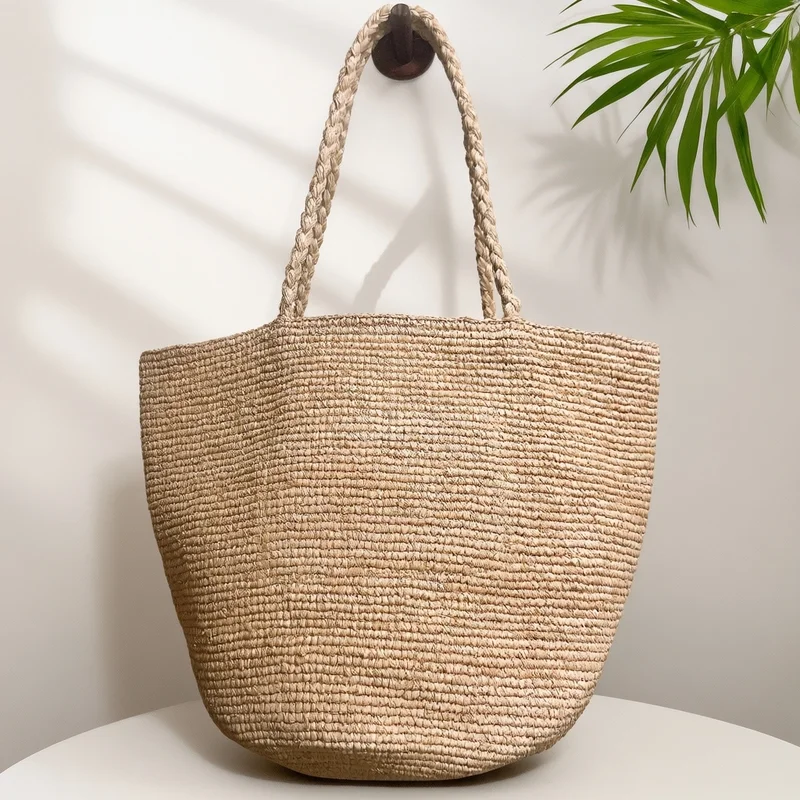 2026 New Arrival Raffia Flower Embroidery Tote Bag Fashionable Straw Shoulder Bag For Women Trendy Vacation Handbag Gift