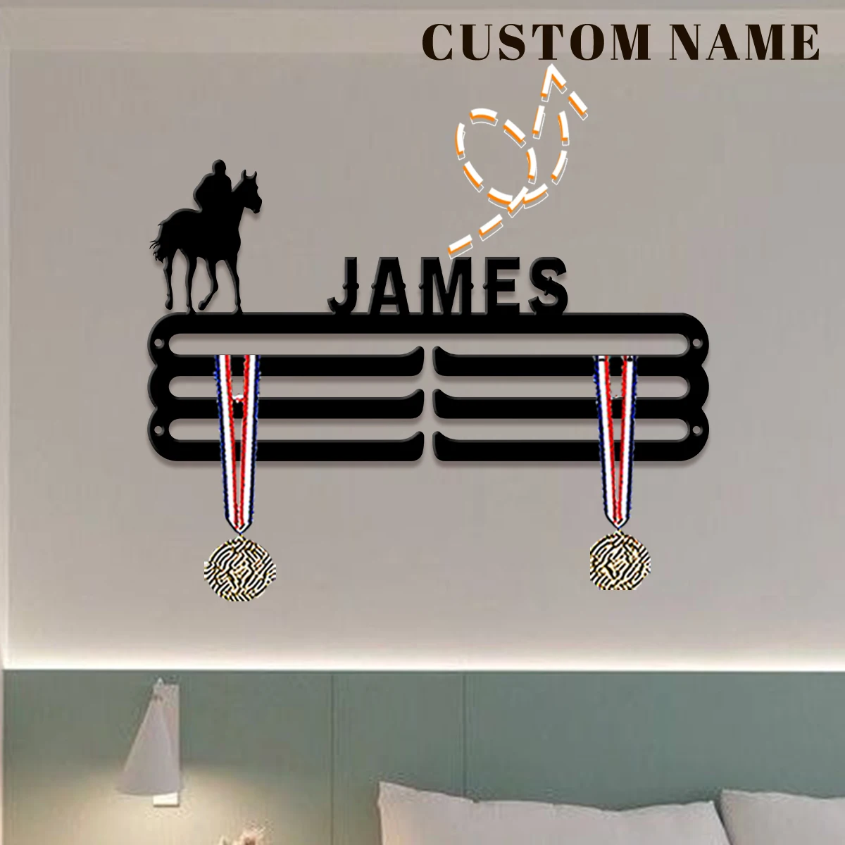 Custom Equestrian Rider Metal Medal Display Rack, Valentines Gift, for Room Decor, Suitable for Basketball, Football Exercise