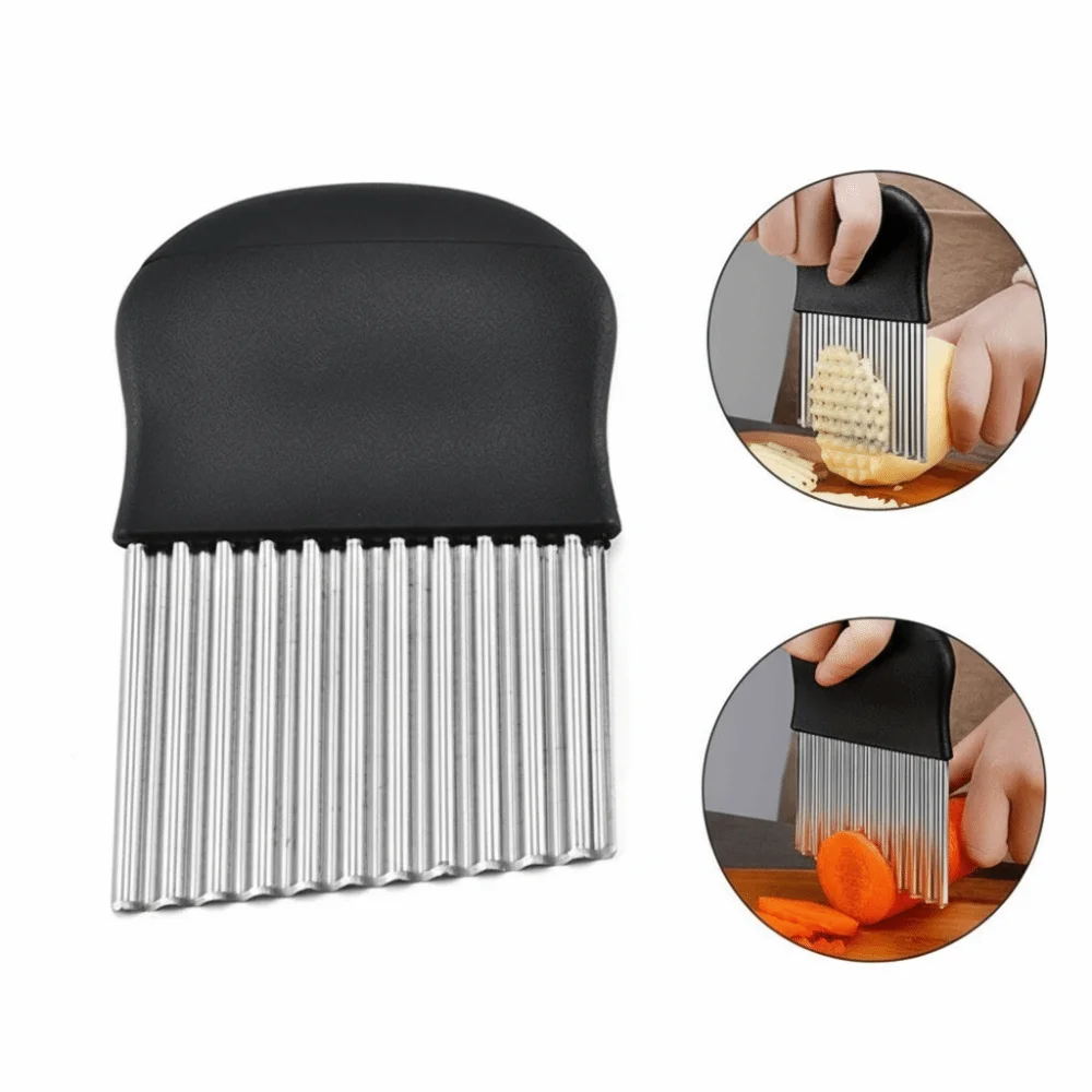 Efficient Stainless Steel Potato Chip Slicer Thickened Corrugated Wavy Chopper Multi-Functional Crinkle Cutter Kitchen