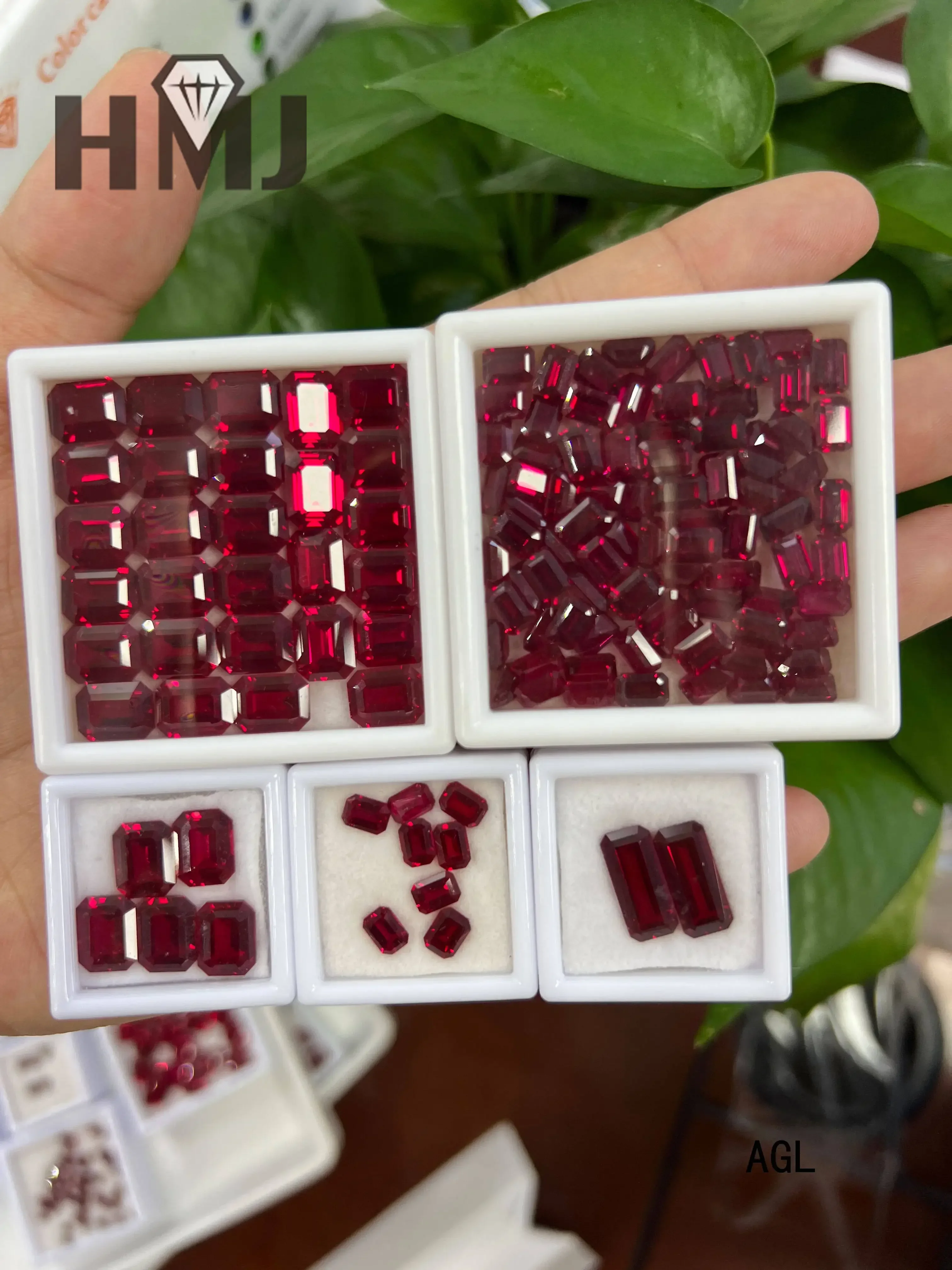 

Pigeon Blood Red Ruby AGL Certificate Lab Grown Ruby Emerald Cut VVS1 Gemstone Charms DIY Advanced Jewelry Making