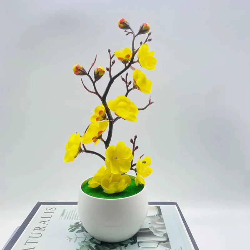 Bonsai-Seidenblumen, Pflaumenblüten, künstliche Pflanze, künstliche Blumen, Topfflores, Sakura-Baumzweige, Heim- und Raumdekoration – Detail 8