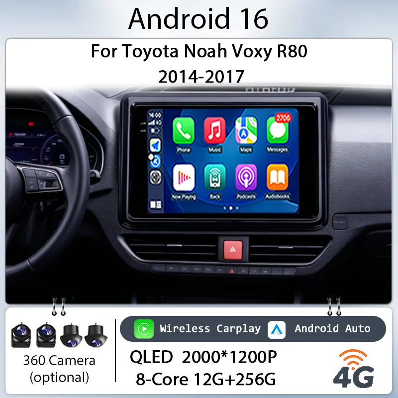 

10" Android 16 Wireless CarPlay GPS Navi Bluetooth WiFi DSP for Toyota Noah Voxy R80 2014-2017 Car Stereo IPS HD Touch Screen