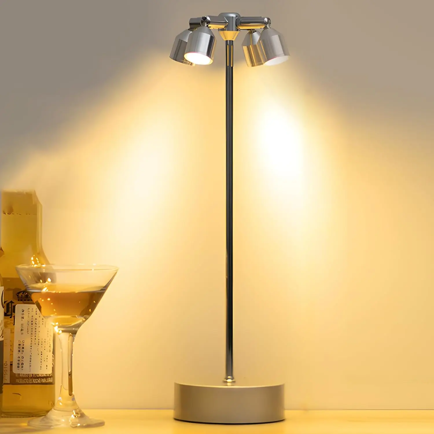 

Creative Retro LED Bar Desk Lamp Touch Control USB Rechargeable High Pole Spotlight for Cafe Coffee Shop Restaurant Table Decor