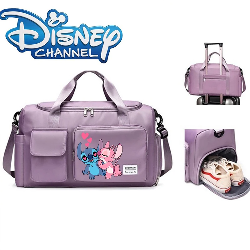 Women Disney Lilo&stitch Carry on Travel Bag Large Capacity Gym Weekend Duffle Bags with Shoe Compartment Sport Fitness HandBag