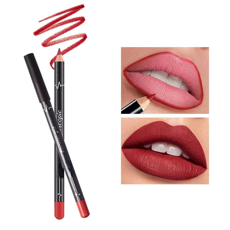 12 Stuks Matte Lippenstift Lipliner Nude Make-Up Blijvende Make-Up Houden Lippenstift Set Niet Fade Lipliner Set Waterdicht Zweetbestendig