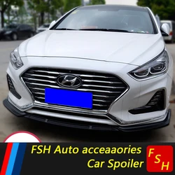 For Hyundai Sonata 9th 2014 - 2019 Front Lip Chin Diffuser Body Kit Spoiler Bumper Splitter Accessories ABS Material Carbon Look