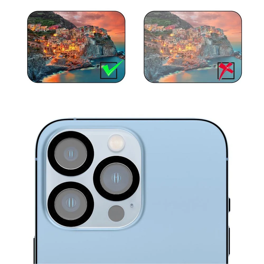 2PCS iPhone 13 12 11 Mini 14 15 Pro Max Camera Lens Silk Tempered Glass Full Coverage Protective For iPhone 15 14/13/12/11 Serie