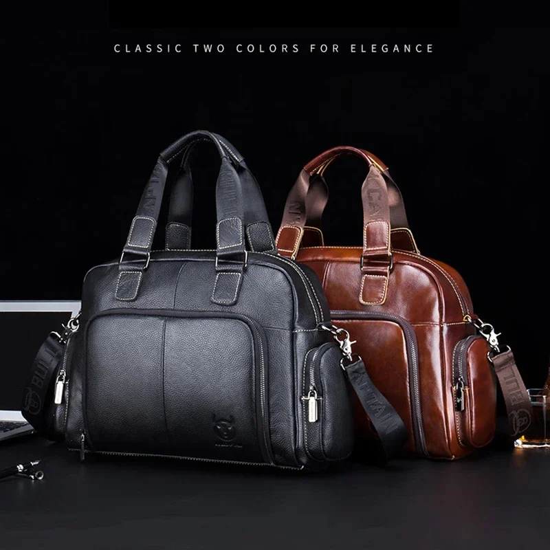 Étui à Bombes en Cuir group pour Homme, Sacs à Main de Luxe en Cuir de Vache, Fourre-Tout pour Ordinateur Portable, Lancé, Business, Messenger, Bandoulière, Sac de Voyage Latéral