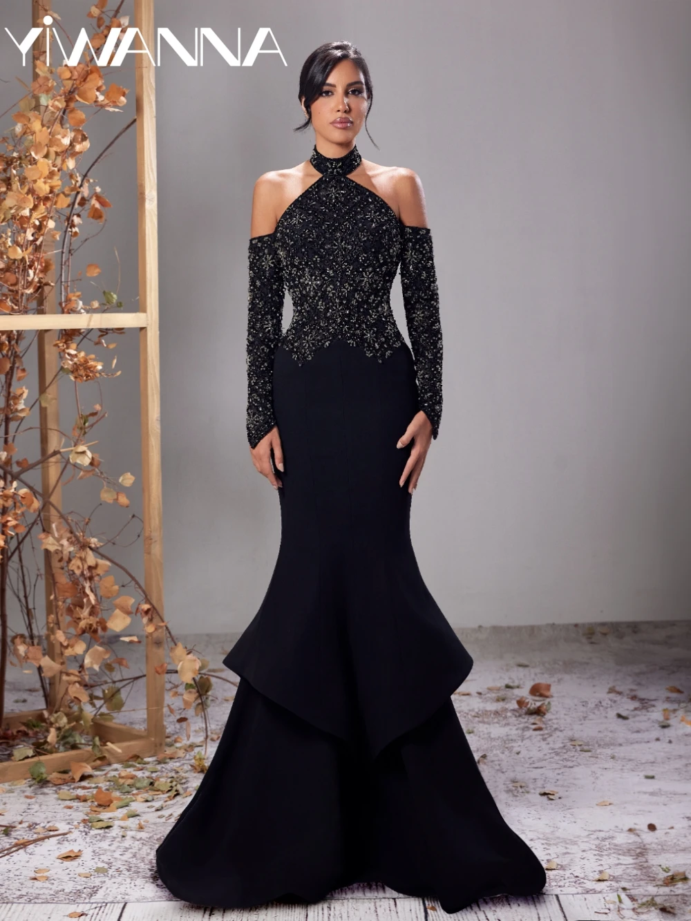 

Роскошное вечернее платье русалки из бисера, стильное платье с лямкой на шее и открытыми плечами, платья для матери невесты на свадьбу, вечернее платье по индивидуальному заказу