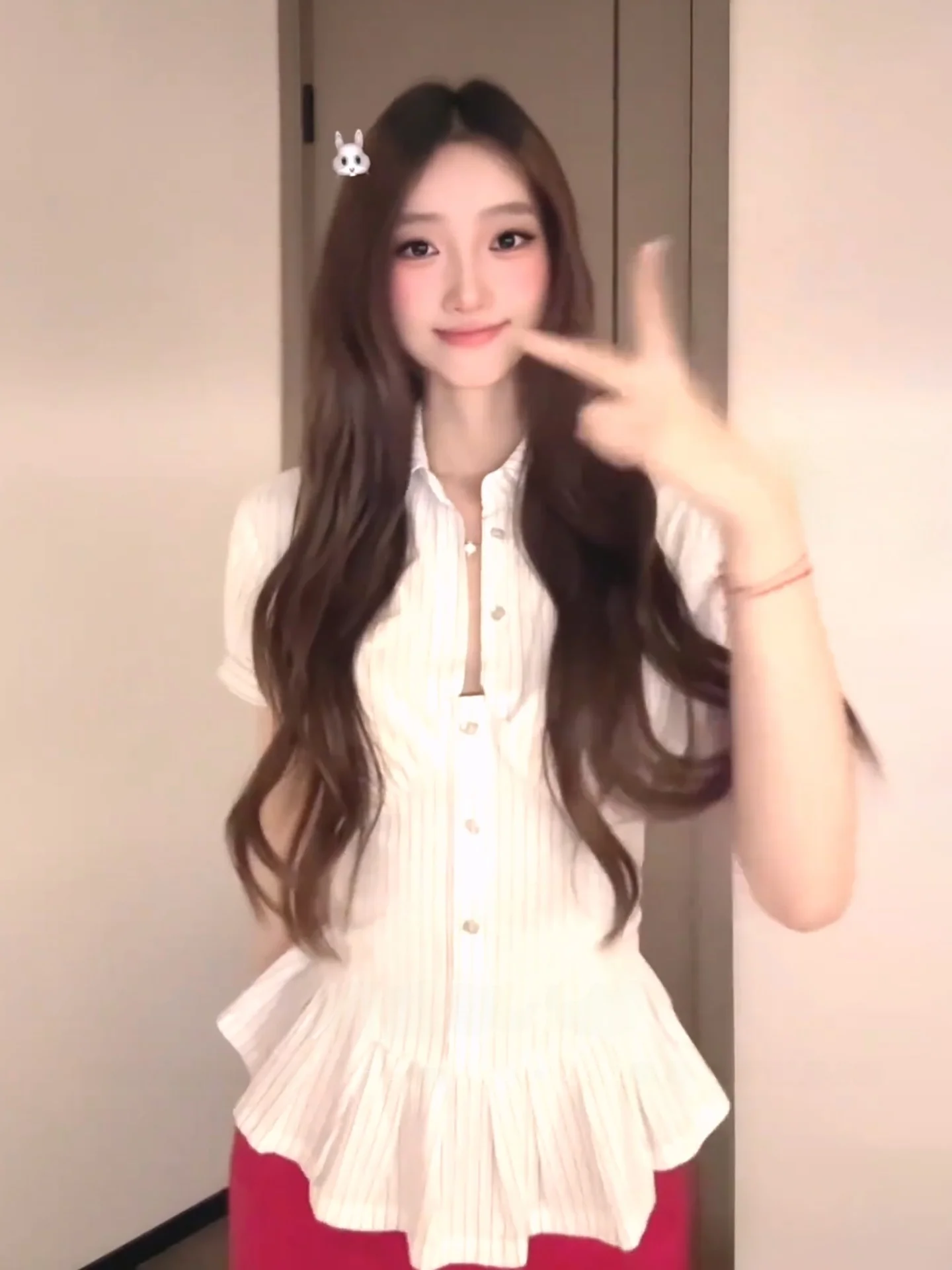 

Slim Fit Striped Short Sleeve Shirt Women's Fashion Korean Style Back Tie Waist Design College Style Top Slimming Effectiveness