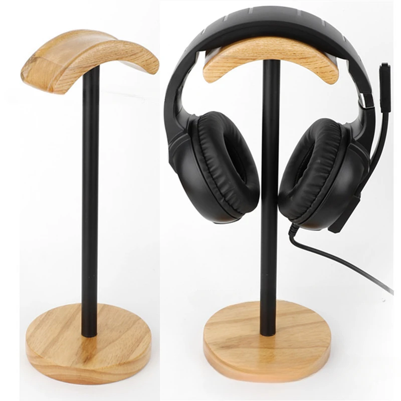 Wireless Earphone Storage Stand Metal Holders Solid Wood Headphone Display Stand