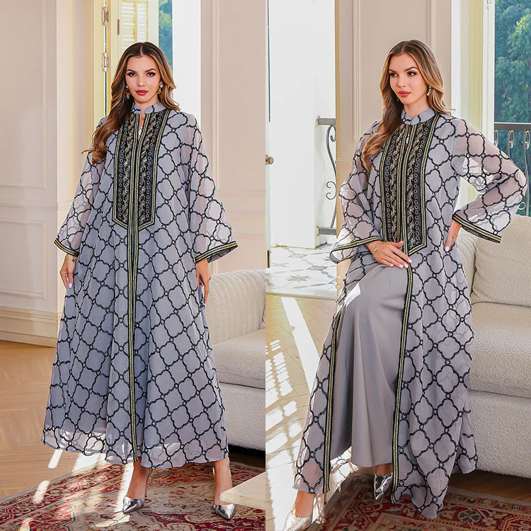 

Eid Dubai Women Dress Abaya Embroidery Vestidos Largos Caftan Jalabiya Ramadan Long Dresses Muslim Kaftan Arab Long Robe 2025