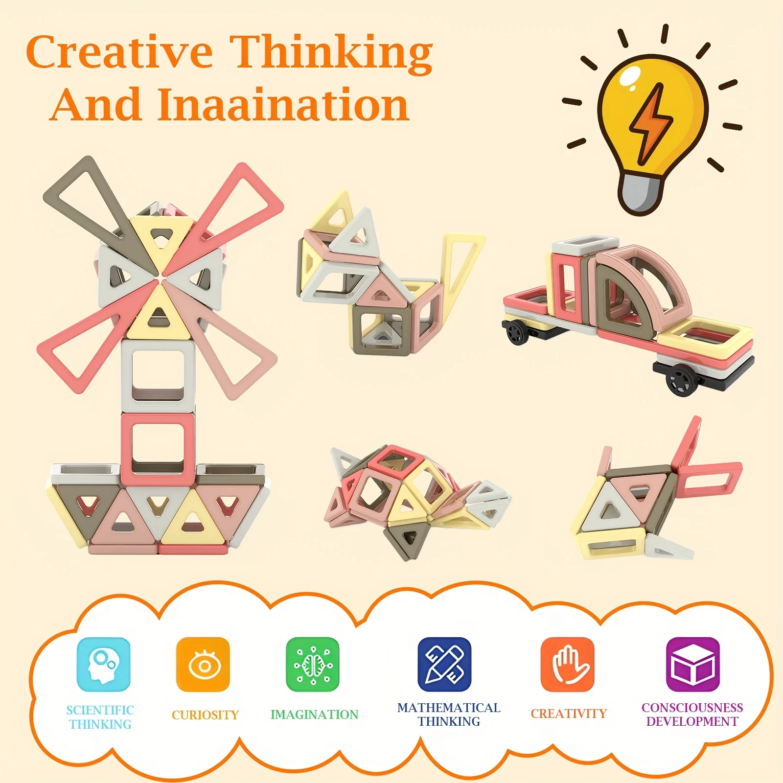 146Pcs Mini Magnetic Building Tiles 3D STEM Magnetic Blocks for Kids Construction Toys Preschool Learning Magnetic Blocks