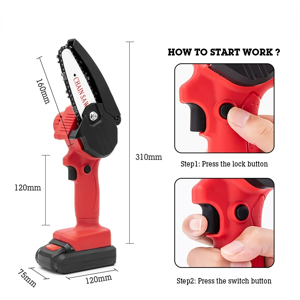 Electric Impact Wrench 21V Brushless Wrench Socket 4500mAh Li-ion Battery Mini Chain Saw Woodworking Cutter Power Tools For DIY