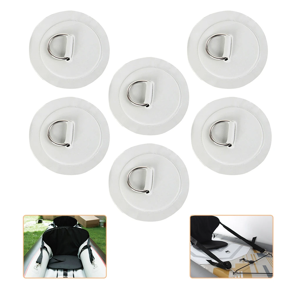 

6Pcs 7cm Stainless Steel D-Ring and PVC Patch Pad Base Stuck on Sup Board Inflatable Boat Kayak Dinghy Raft To Connect Seat Rope