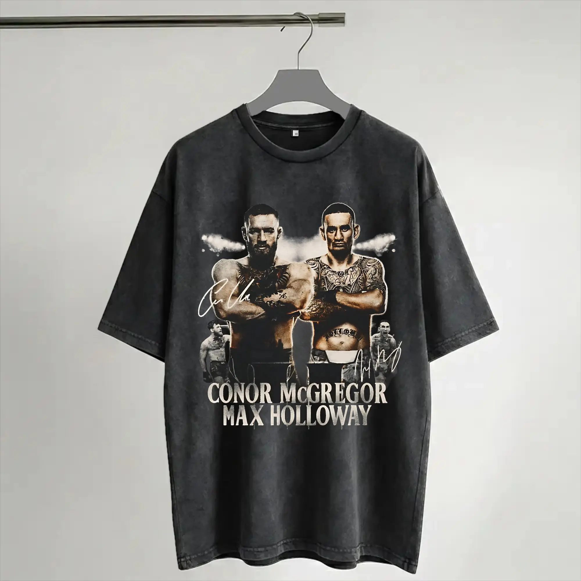 Maxs Holloways vs Conors McGregors Outfit Washed T Shirt Men Women Streetwear Hip Hop T-Shirt Summer  Tees Tops Short Sleeve