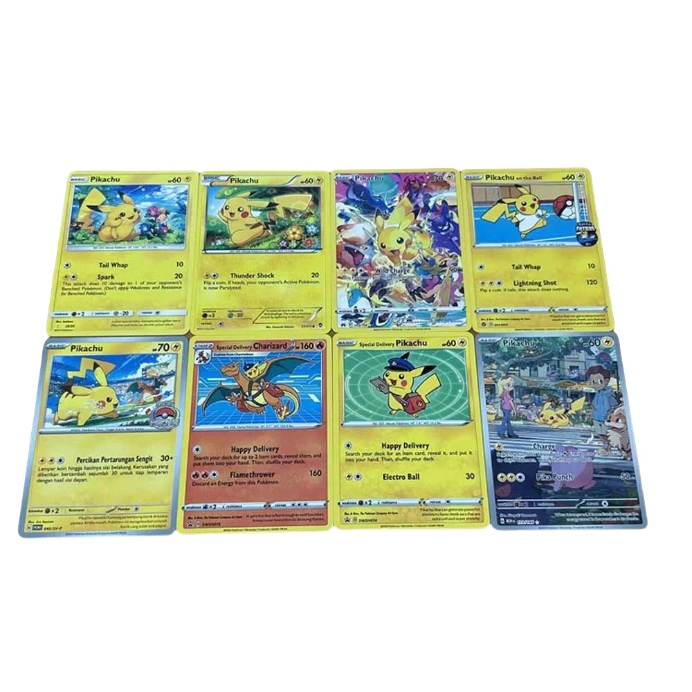 

DIY Pokémon Pikachu Original American Edition Series Set 8pcs Anime Peripheral Game Collection Card Holiday Gift for Children