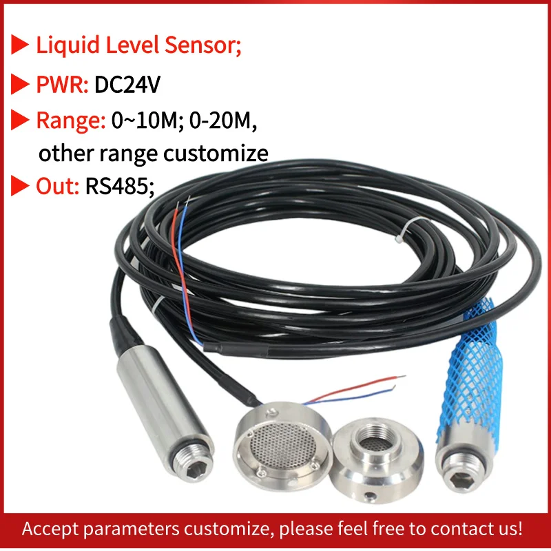 RS485 Anti-blocking Liquid Level Transmitter Sewage Dirty Waste Water Level Sensor Transmitter DC24V Power Supply