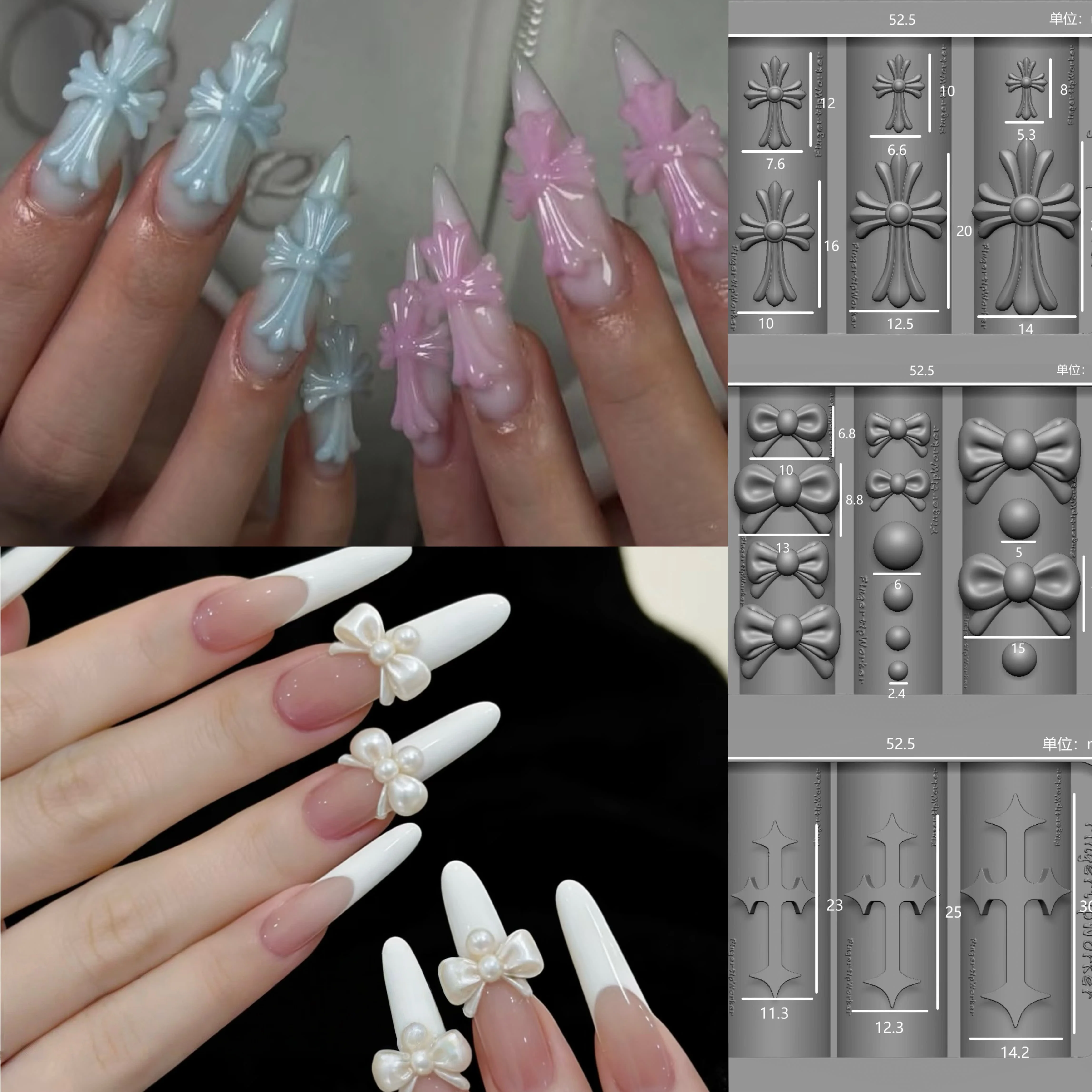 New Nail Art Mold 3D Silicone Cross Relief Carving Diy Design Template Stencils Reusable Nails Parts Decorations Manicure Tools