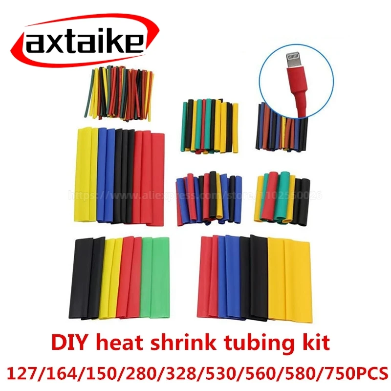 Heat Shrink Tubing Kit, High Temperature Resistant Assorted Sizes 2:1 Shrink Ratio for Cable/Wire Insulation DIY Kit Black/Red