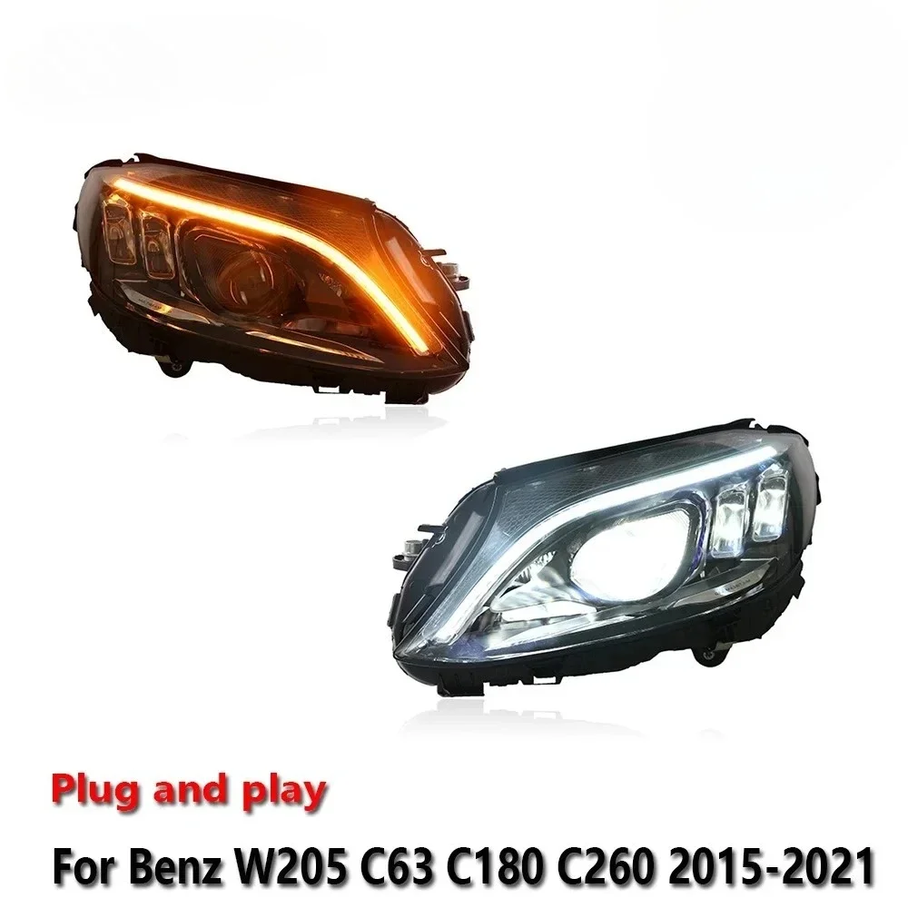 

Car LED Headlight Assemblies Lamps For Benz W205 C63 C180 C260 2015-2021 Fog DRL Brake Turn Signal Lamp Plug and Play