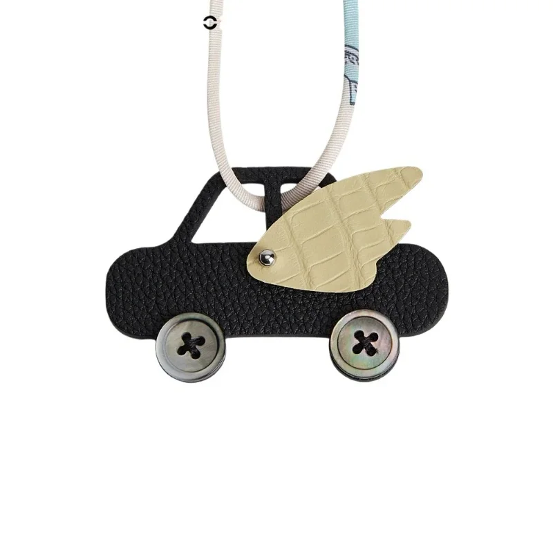 Handmade car, leather wings, genuine leather bag pendant, car pendant, versatile keychain.