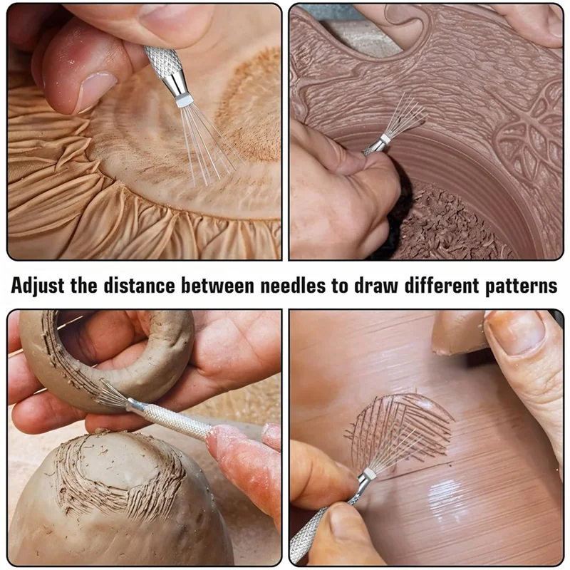 

AT43-инструменты для лепки с режущими головками из 5 режущих головок-набор игл для резьбы по керамике-набор инструментов для моделирования глиней