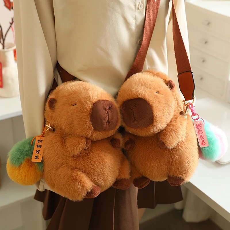 15 Styles Highland Cow Capybara Shoulder Bags Kawaii Animals Fluffy School Bag Mini Plush Backpacks for Children Birthday Gifts