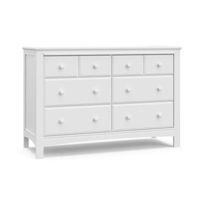 Benton 6 Drawer Double Dresser (White) – Easy New Assembly Process, Universal Design, Durable Steel Hardware and Euro-Glide Draw