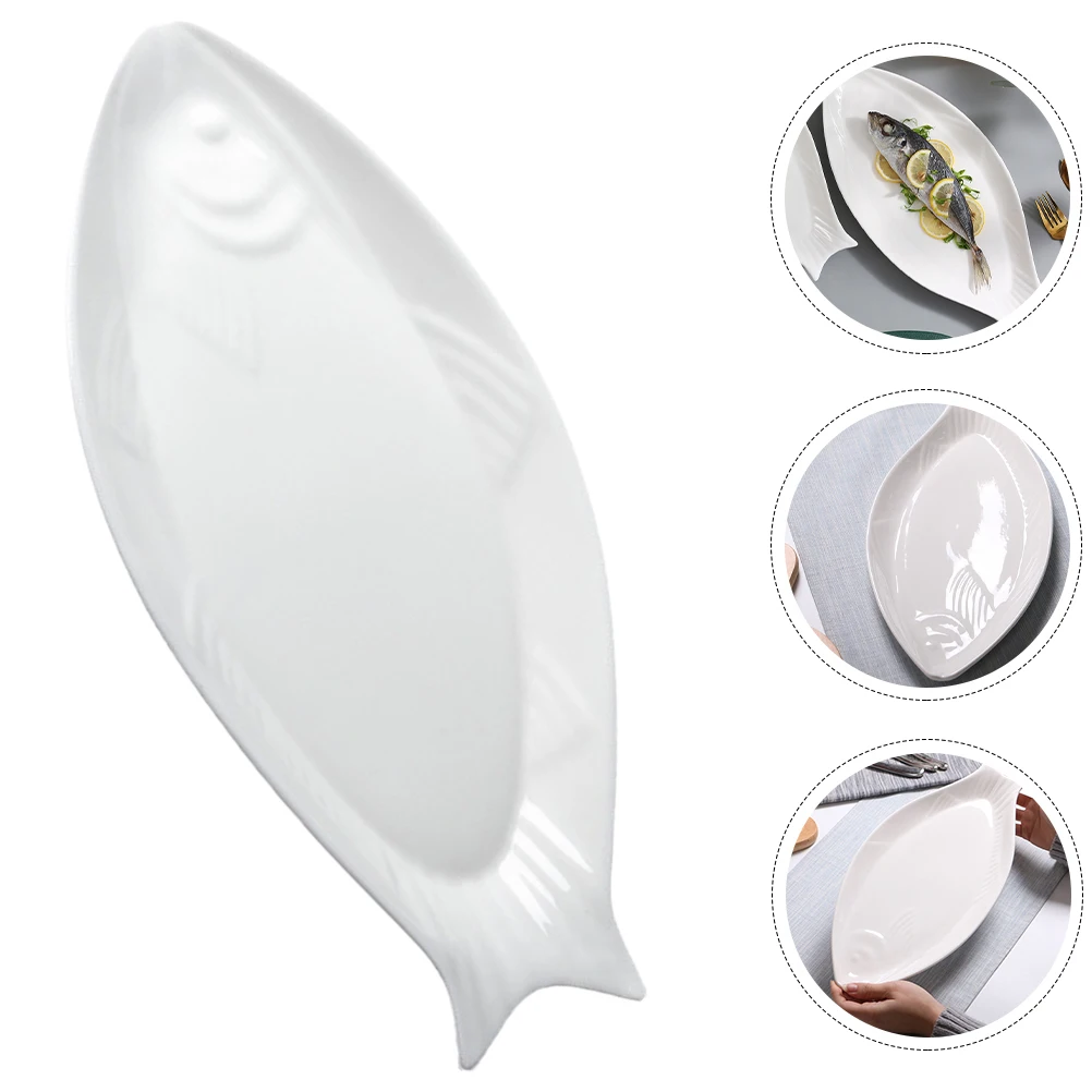 

Japanese-style Ceramic Fish Plate Dinner Plates Round Ceramics Platters Serving Dishes for Parties