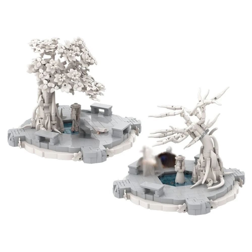 Gobricks MOC Witte Stad Binnenplaats Bouwstenen Model Kasteel Street View Architectuur Bricks diy Gemonteerd Speelgoed Kinderen Gift