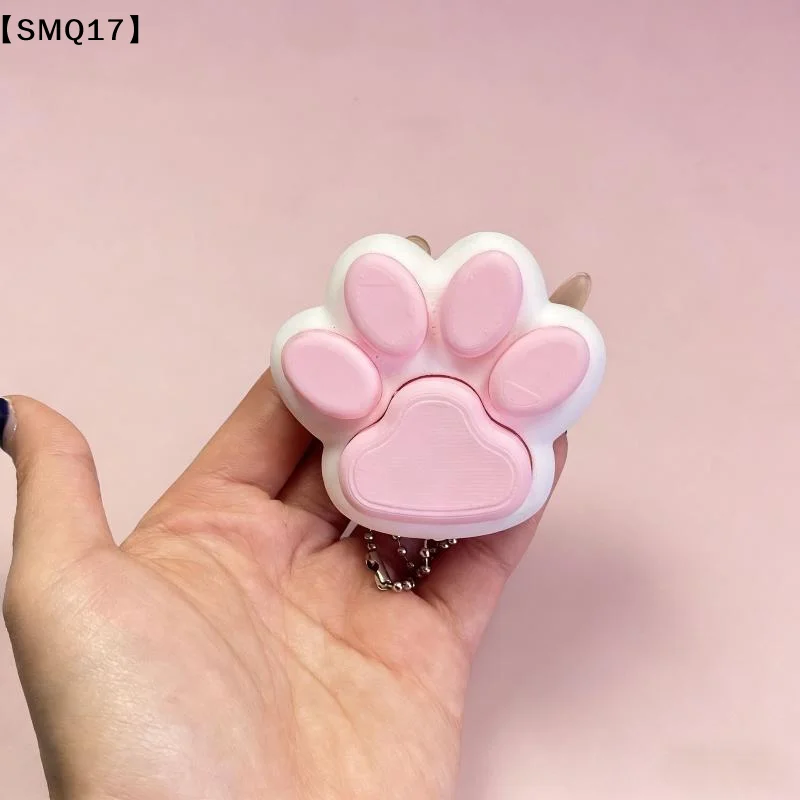 3D Printed Cat Paw Clicker Key Chain Pendant Love Heart Button Key Ring Cartoon Bag Hanging Decor【SMQ】