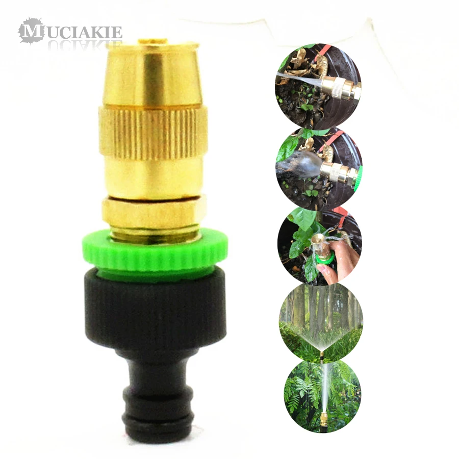 

MUCIAKIE 1PC 1/2'' Male Thread Adjutable Copper Brass Sprinkler Nozzle with 1/2'' (3/4'') Quick Connector for Garden Irrigation