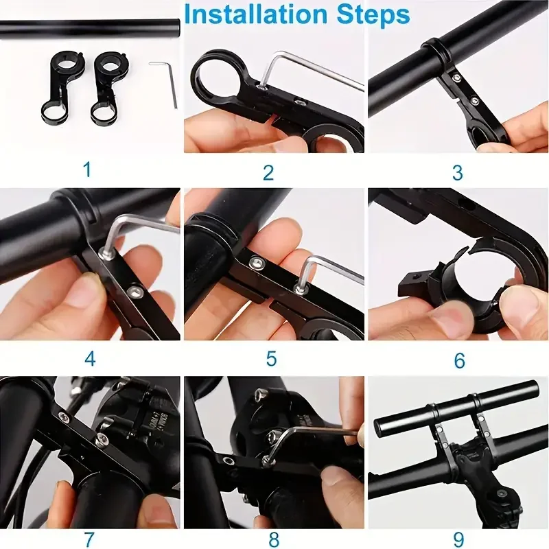 Aluminum Alloy Bike Handlebar Extender - Super Long Bracket for Mounting Accessories, Headlights, Phone Mounts, For 31.8/25.4mm