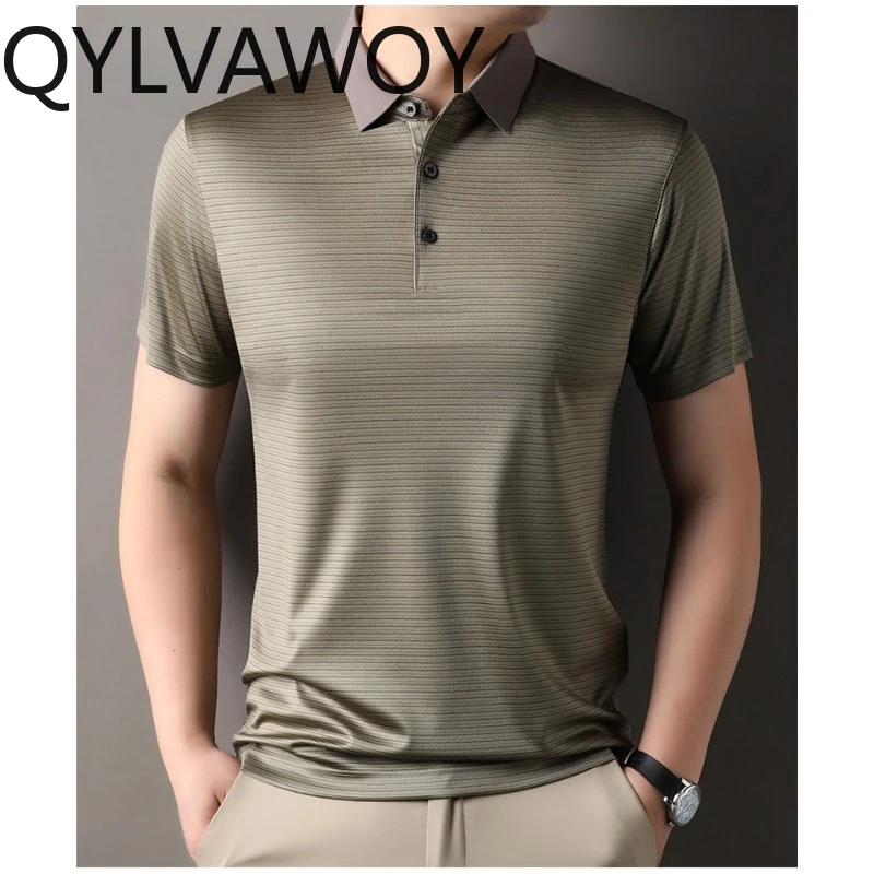 QYLVAWOY High-end Men's Polo Shirts Short Sleeve Summer Shirt New T Shirts for Man Tops Business Casual T Shirt Homme Breathable
