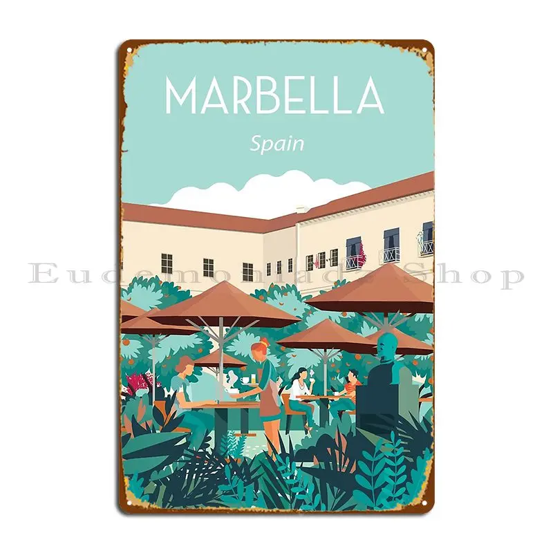 Marbella Spain Andalucia Travel Poster Vintage Travel Art Metal Sign Painting Club Custom Printed Wall Mural Tin Sign Poster