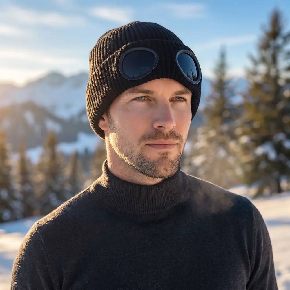 Removable Glasses Winter Glasses Caps Wear-resistant Windproof Warm Ski Mask Hats Thickened Ear Protection Knitted Hat