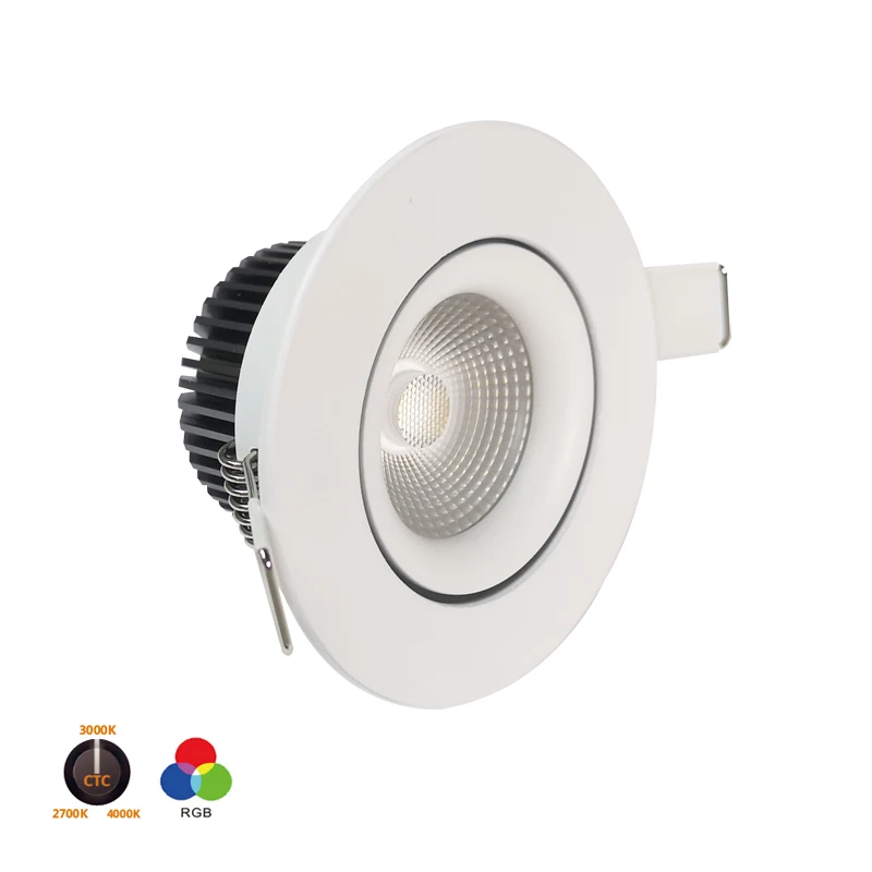 

10PCS Adjustable RGB CCT Downlight 220V 7W COB Ceiling Recessed Spot Indoor Hotel Home Decoration Hole-cut D70mm 5-Year Warranty