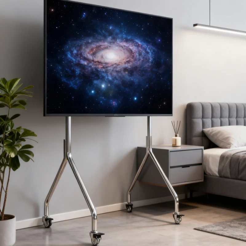 

Simple Modern TV Racks Eco-Friendly Stainless Steel TV Stand Mobile for 32-75 Inch TV Modern Simple Space-Saving Home Solution