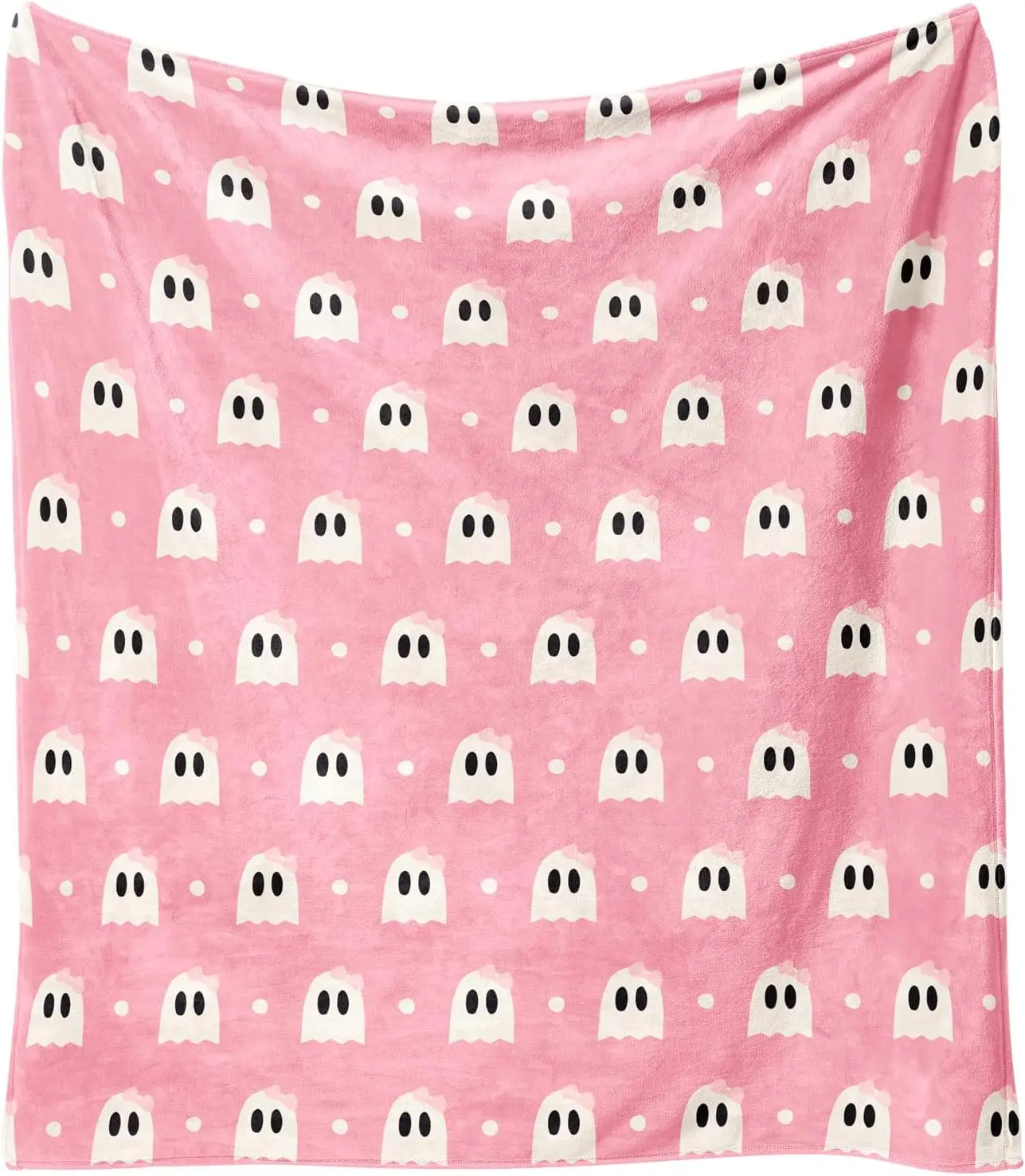Halloween Blanket,Halloween Pink Polka Dots Spooky Ghost Fleece Blankets, for Women Flannel Throw Blanket for Home Living Room Couch Bed Chair or Dorm Decor 60