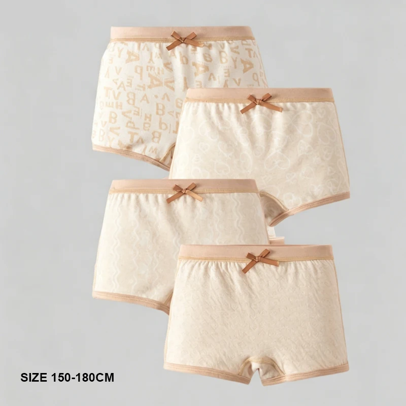 

4-Pack ABDL Cotton Boxer Underwear Comfortable Breathable Girls Shorts Panties Bow Cute Soft Stretchy Traceless Underpants